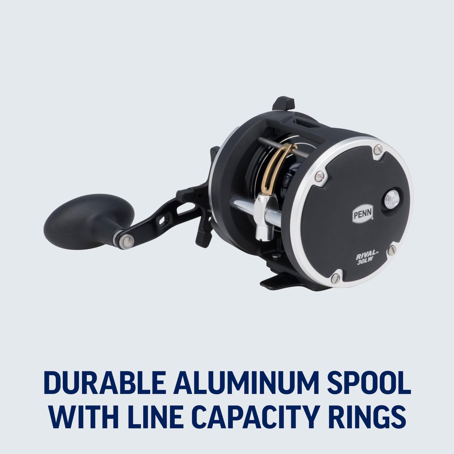 PENN Rival Level Wind Conventional Nearshore/Lake Fishing Reel, HT-100 Star Drag, Max of 15lb | 6.8kg, Forged and Machined Aluminum Spool