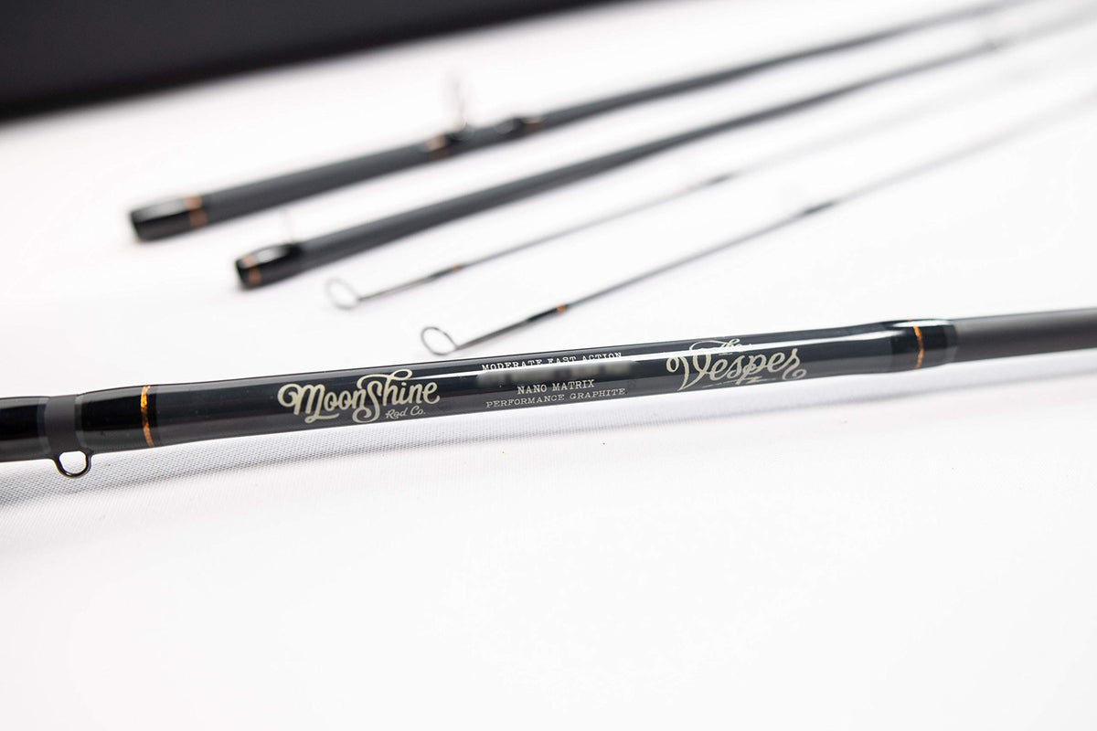 Moonshine Rod Company Fly Fishing Rod with Carrying Case and Extra Rod Tip Section Fast Action, The Vesper, 5wt 9'