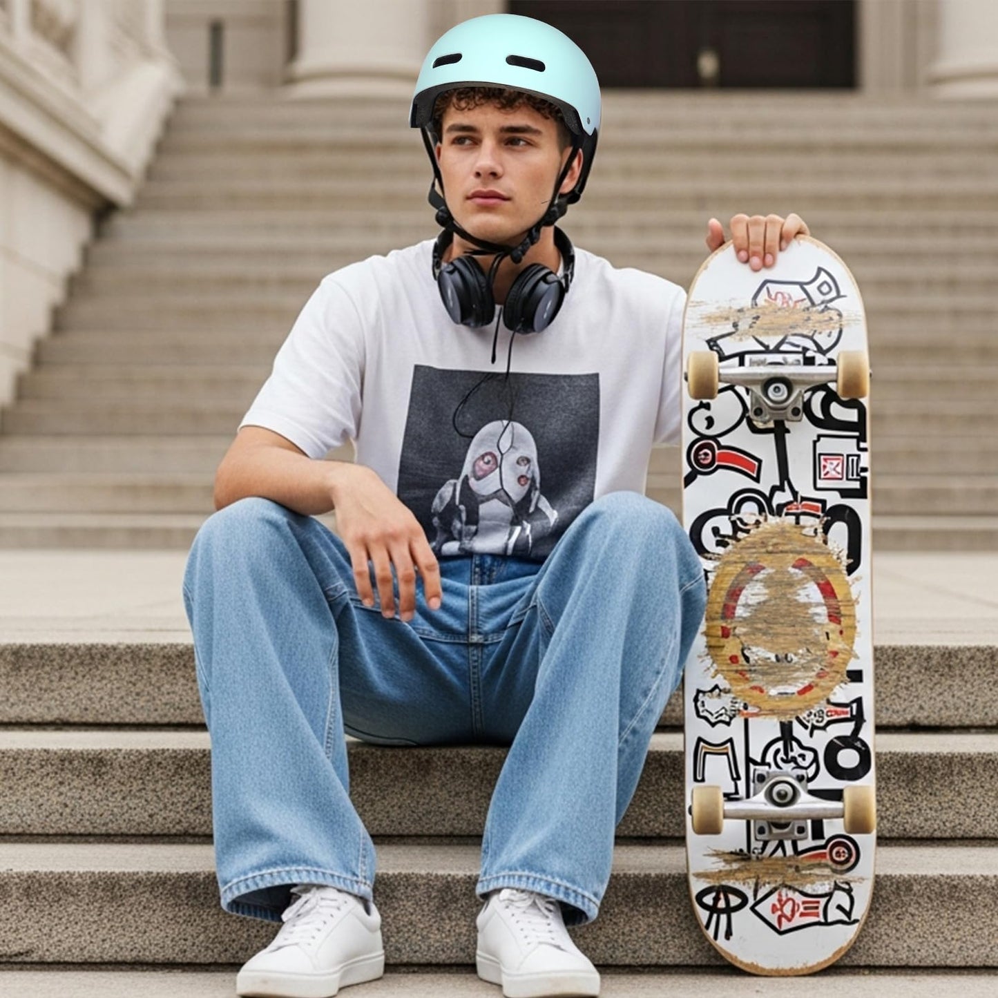 Skateboard Bike Helmet for Adults Women Men Youth Kids (2-3-5-8-14+ Years Boys Girls) - Lightweight Multi-Sport Adjustable Helmets for Bicycle Skateboard Scooter Skate Cycling