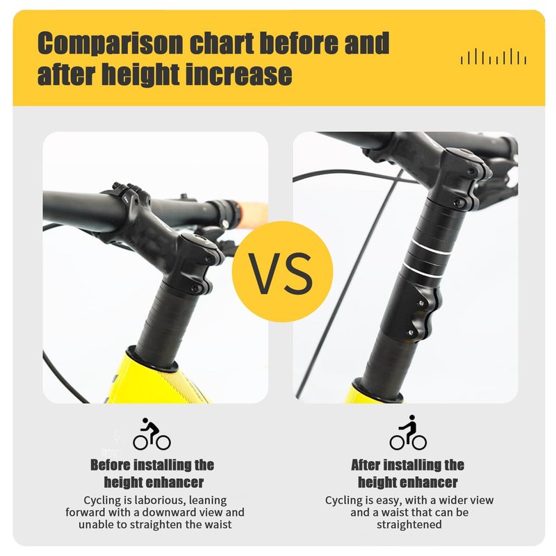 wowsport Bike Stem Riser 28.6mm - 70/115/180mm Fixed Height Extender | Aircraft Aluminum Alloy Handlebar Raiser for MTB/Road Bike (Stealth Black)