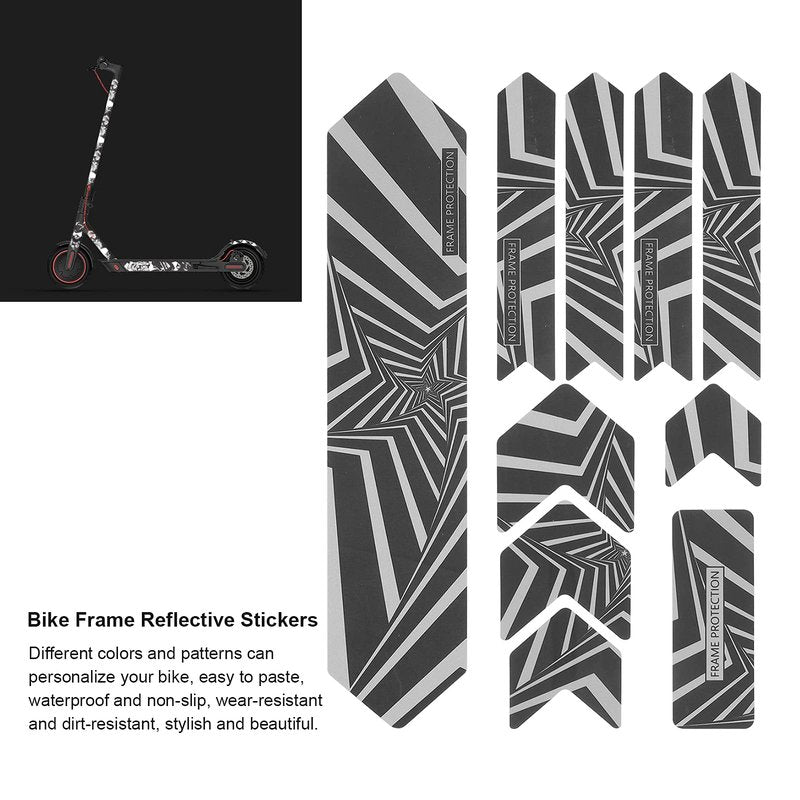 Honio Bike Frame Reflective Stickers, Bike Frame 3D Night Reflection Sticker Obvious for Mountain Bikes for DH Downhill Vehicles