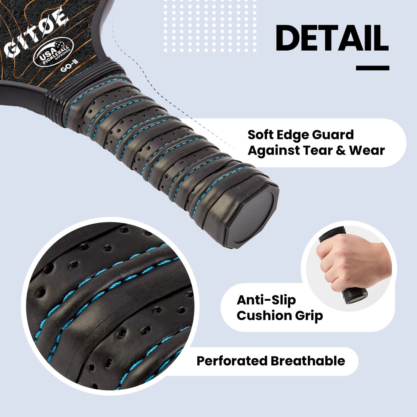 GITOE Pickleball Paddle, Lightweight Carbon Fiber, USAPA Approved Pickle Ball Single Racket, Polypropylene Honeycomb Core, Comfortable Grip and Paddle Cover, Pickleball Paddles Set Gift for All Ages