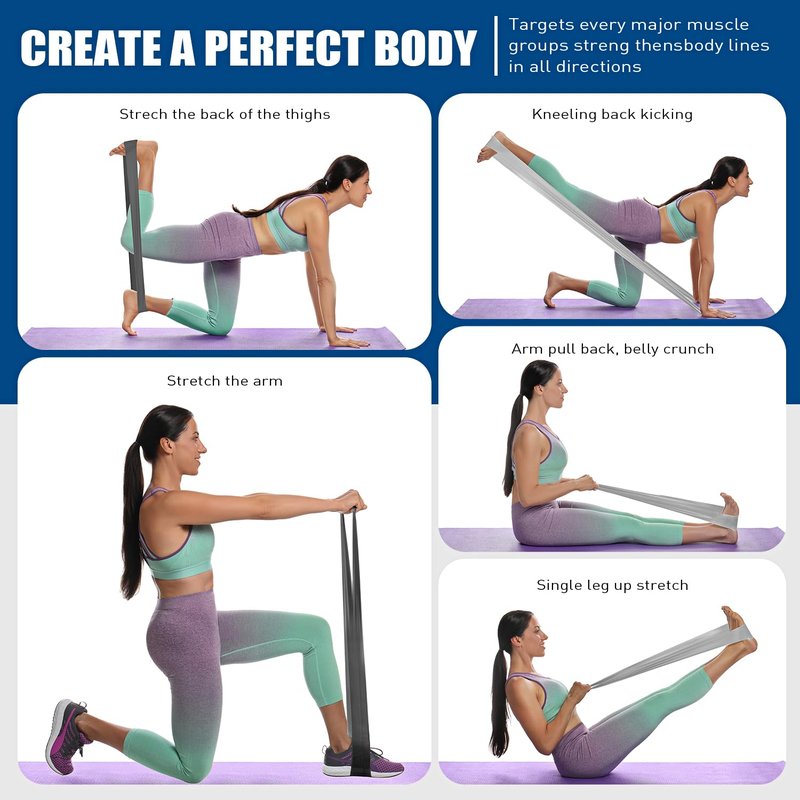 HPYGN Exercise Bands for Physical Therapy, Resistance Bands for Working Out Women and Men, Stretching Yoga Strap for Upper & Lower Body, Workouts & Rehab at Home Physical Therapy Bands