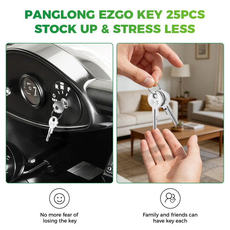Panglong EZGO Golf Cart Keys 25PCS, EZGO Ignition Golf Cart Key, Fit 1981-UP EZGO TXT RXV Golf Cart, OEM 17063-G01