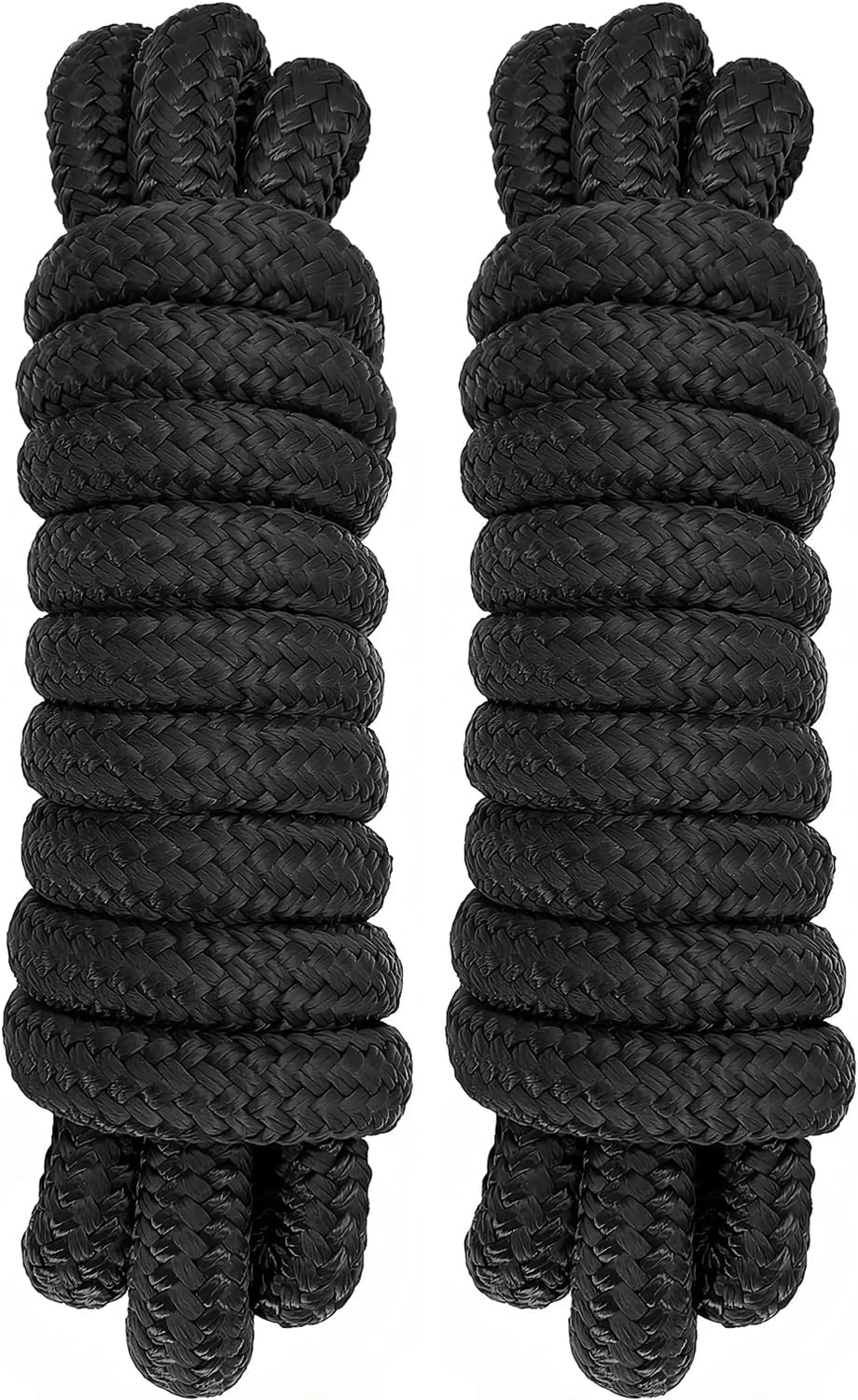 Boat Fender Lines - 2 Pack 5/8" x 10' Marine Grade Nylon Rope with 12" Loop | Double Braided, High Strength, Fray Resistant - Black