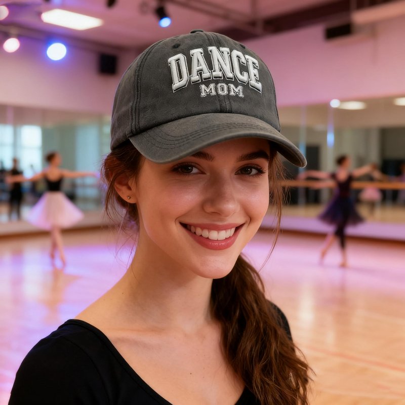 Jumsky Dance Mom Gift - Dance Mama Baseball Caps Embroidered Adjustable Washed Dad Hat Black