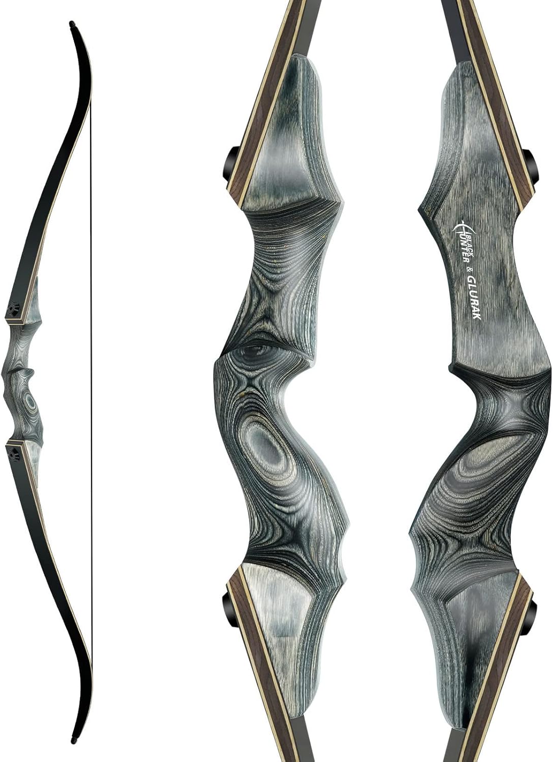 Black Hunter Takedown Recurve Bow - 35lbs Right Hand | Replacement Limbs 25lbs
