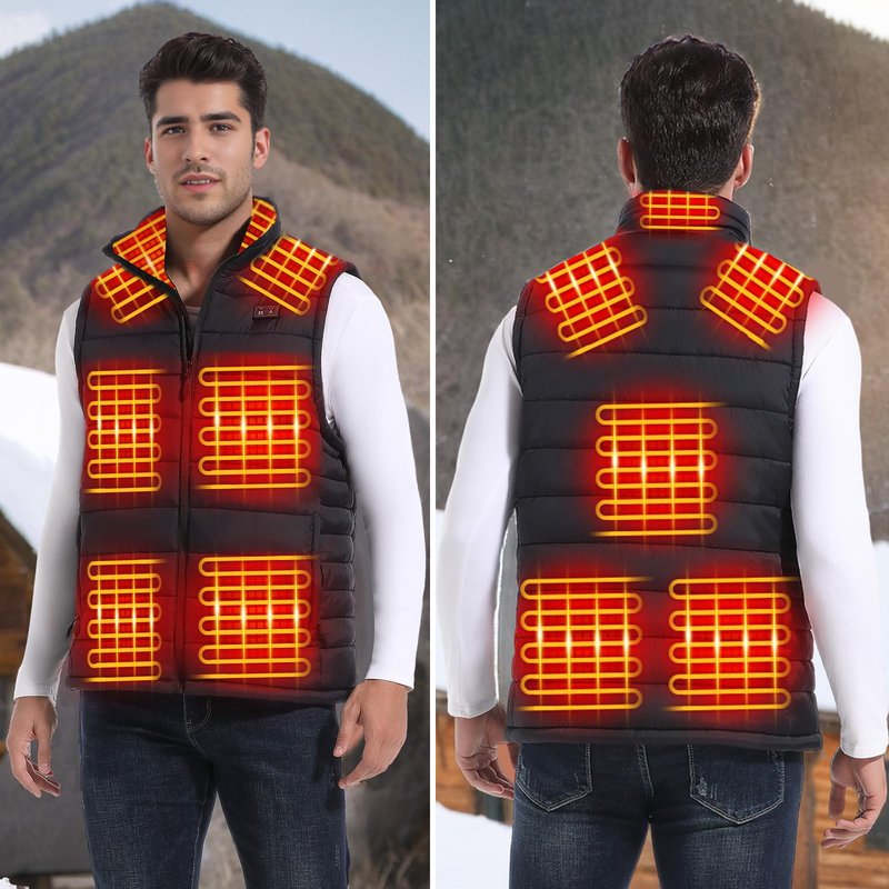 yeyeeyyee Heated Vest for Men with Battery Pack Included, Exclusive 10 Heating Zones Heated Vest, Lightweight Rechargeable, Perfect for Outdoor Activities Black L