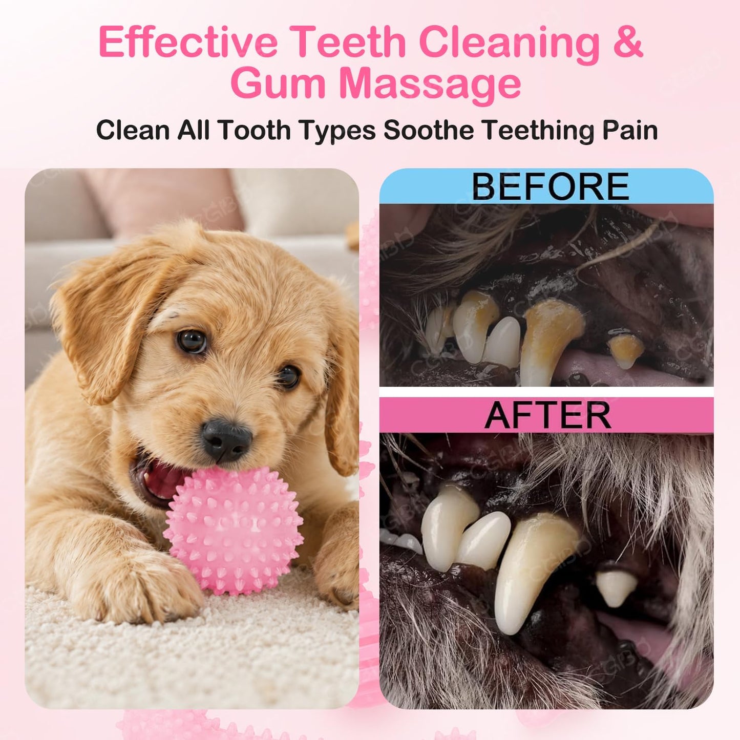 CGBD Puppy Toys, 6 Pack Dog Chew Toys for Puppy, Cute Pink Small Dog Toys, Puppy Teething Toys for Puppies, Soft Durable Interactive Chew Toy for Small Dogs