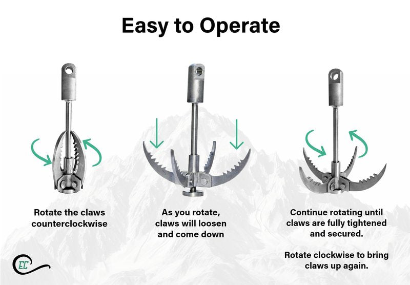 Grappling Hook with Rope 32ft. Set. 4-Claw Folding Durable Stainless Steel Compact Perfect for Outdoor Survival, Retrieval, Camping, Hiking, Tree Mountain, and Climbing