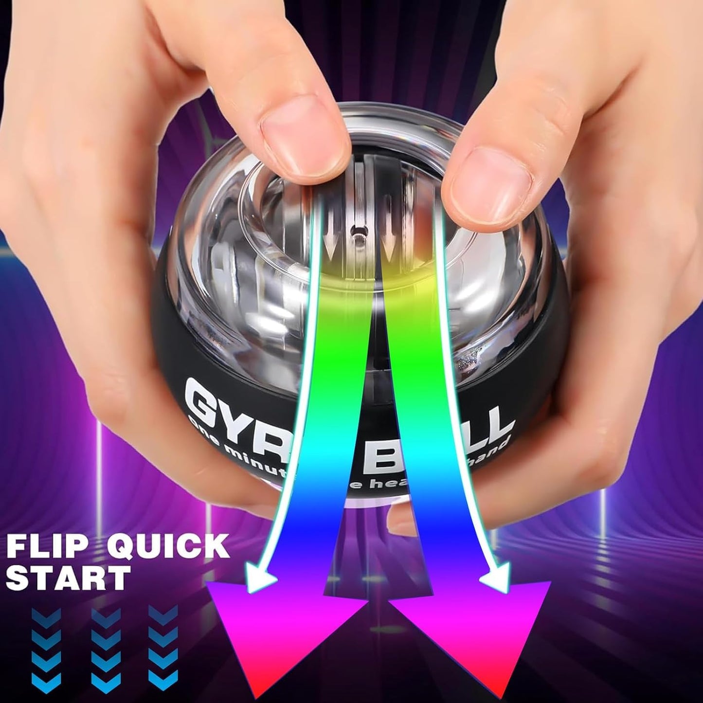 Keoshiga Torque Ball with Counter - Curaball Self-Starting Wrist Gyro Ball Hand Exerciser Grip Strength Trainer, Auto-Start Colorful Lighting