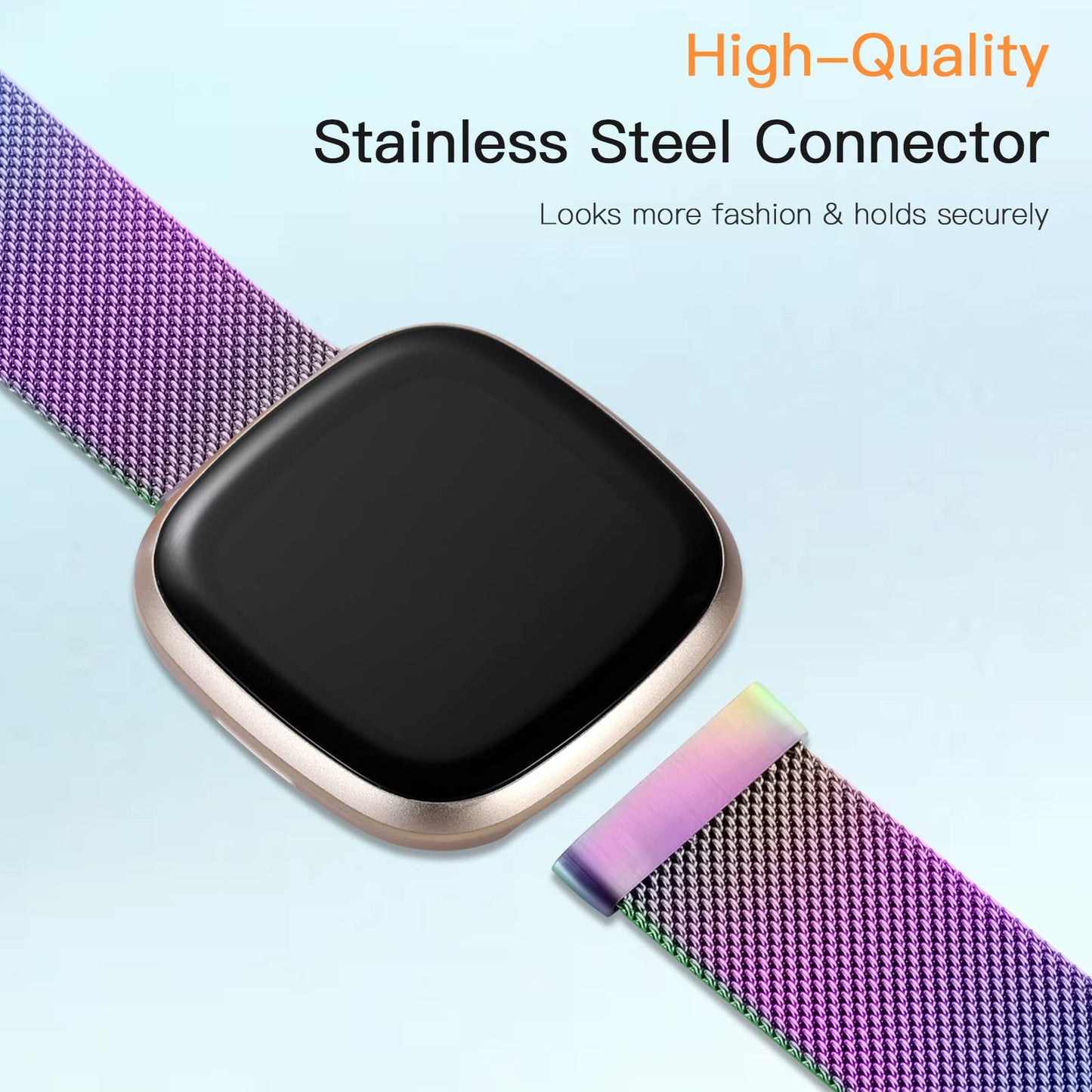 ZWGKKYGYH Compatible with Fitbit Versa 3 Versa 4 Sense 2 and Sense Bands for Women Men, Stainless Steel Mesh Metal Band Replacement for Versa 3/Sense/Versa 4/Sense 2 Smart Watch, Small Colorful