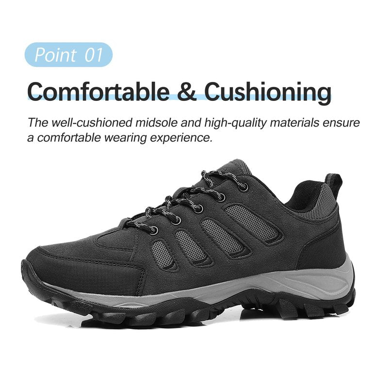 TRAILBLITZ Men's Hiking Shoes Walking Sneakers Outdoor Workout Footwear Non Slip Comfortable Lightweight Breathable Trekking Backpacking Trail Running (11 Men，BlackGray)