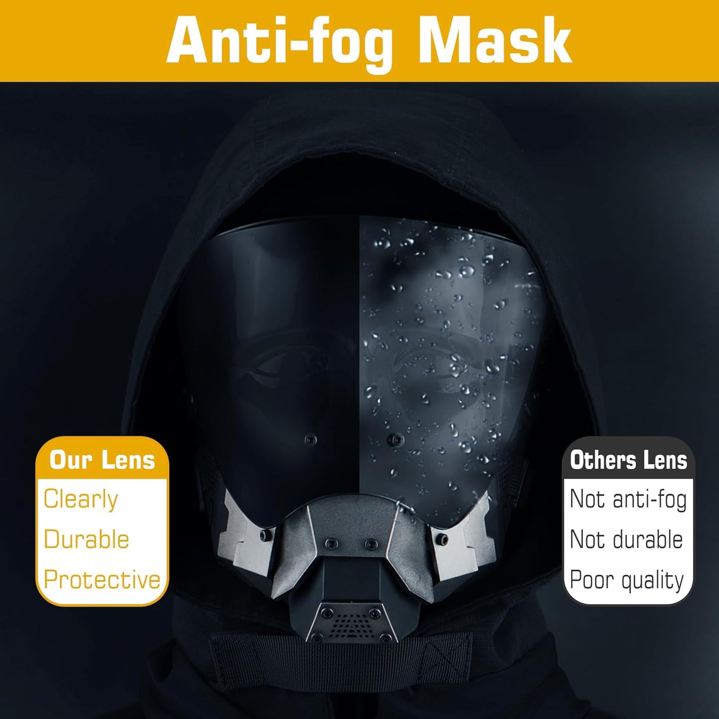 Tactical Full Face Airsoft Paintball Mask - Cyberpunk Balaclava for Halloween Cosplay & Movie Props