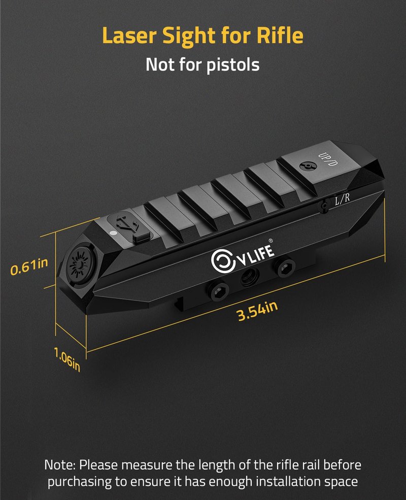 CVLIFE Laser Sight for Rifle, Low Profile Tactical Rechargeable Picatinny Rifle Laser Sight with Strobe Mode (Green Laser)
