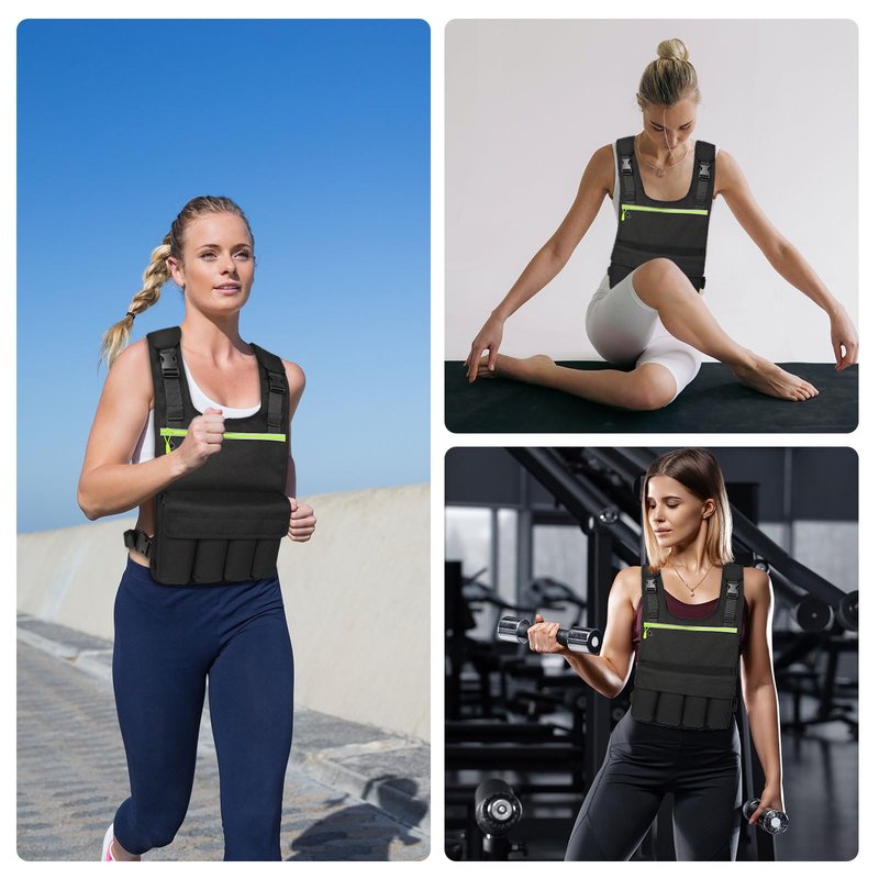 Adjustable Weighted Vest, 1.5-12LB, Soft and Washable to Keep Clean after Workout, Weighted Vest for Women and Men with Shoulder Pad, Chest Pocket for Holding Phone