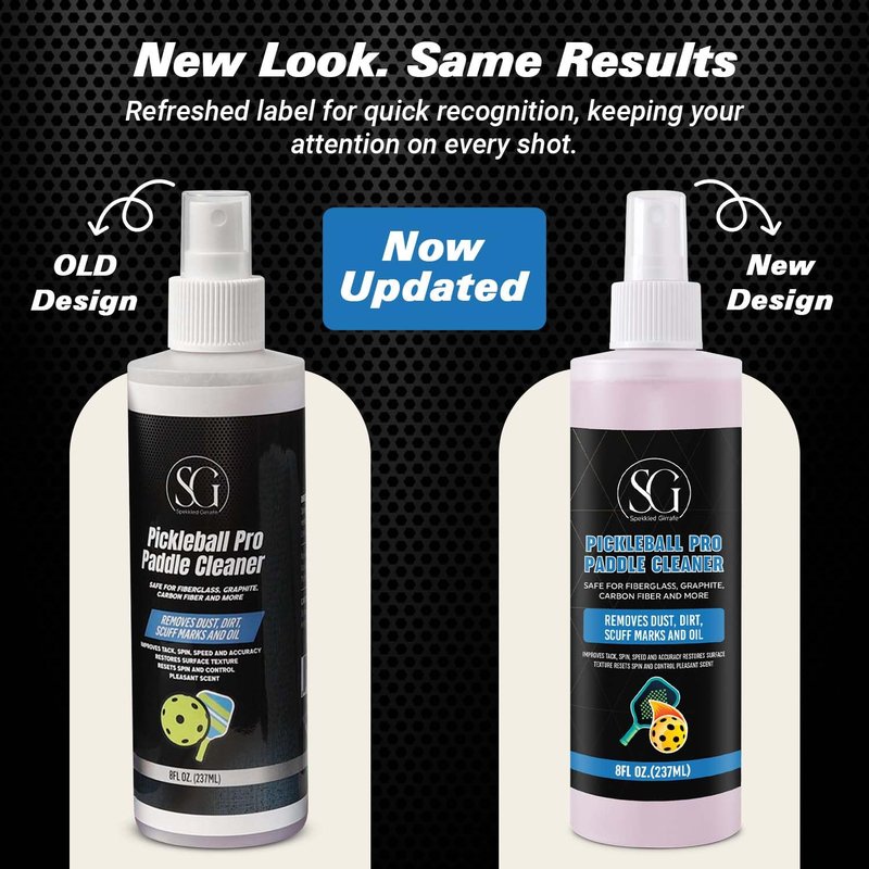 Pickleball Paddle Cleaner Spray with Cleaning Cloth and Thumb Tape - Removes Dirt, Ball Residue, Scuff Marks - EPA Safer Ingredients, Pickleball Accessories, Pickleball Gifts - 8 FL Oz