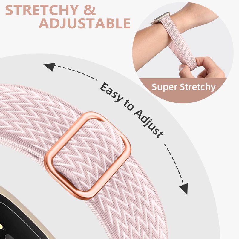 Adorve Compatible with Fitbit Sense Bands/Sense 2/Versa 3/Versa 4 Bands for Women Men, Adjustable Breathable Elastic Nylon Solo Loop Replacement Straps for Fitbit Versa Sense Accessories