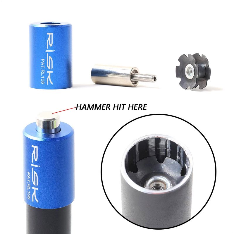 ALEOED Bike Fork Star Nut Setting Tool Kit, Bicycle Fork Repair Installer Tool with 1 Bicycle Star Nut and Spare Positioning Screw for 1 1/8 inch Tube