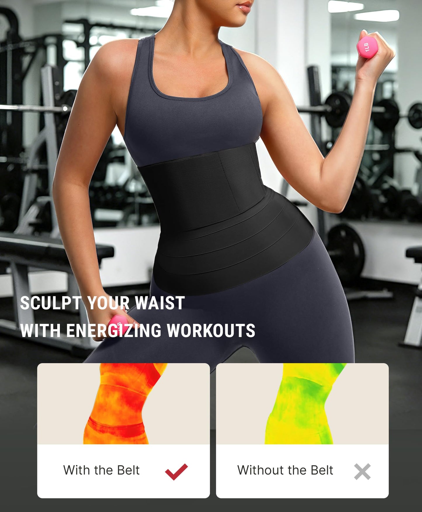 FeelinGirl Waist Trainer Wrap for Women Belly Fat Black 10 FT