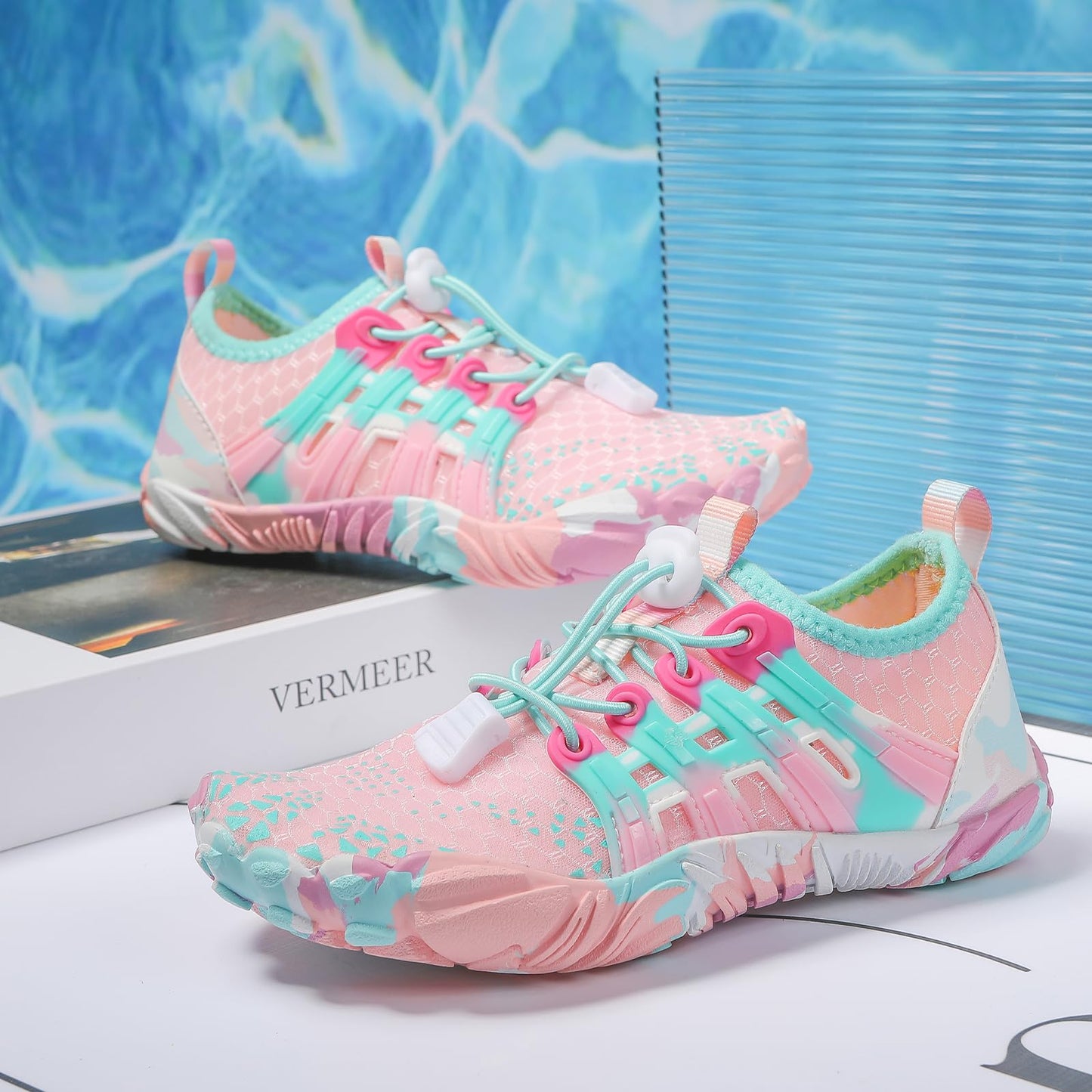 ANYUETE Kids Water Shoes Boys Girls Quick Dry Aqua Socks Barefoot Beach Pool Swim Pink 13 Little Kid