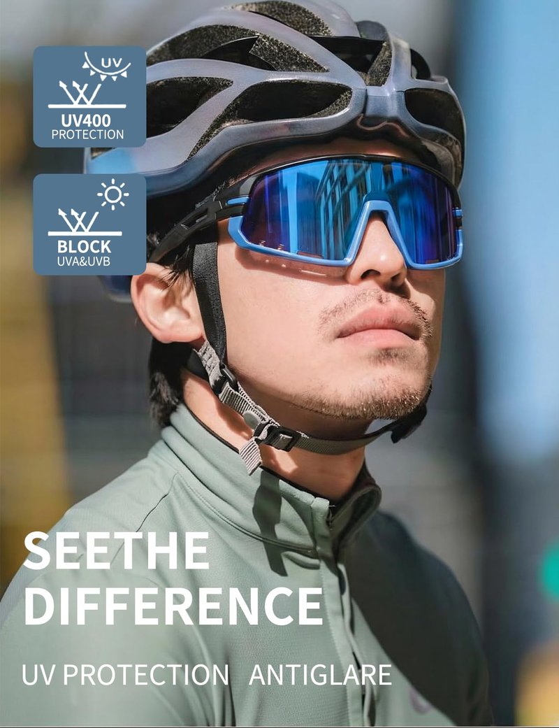 Xiyalai Cycling Sunglasses for Men Women - Sports Sunglasses for Running Baseball Softball Bike UV400 Protection.