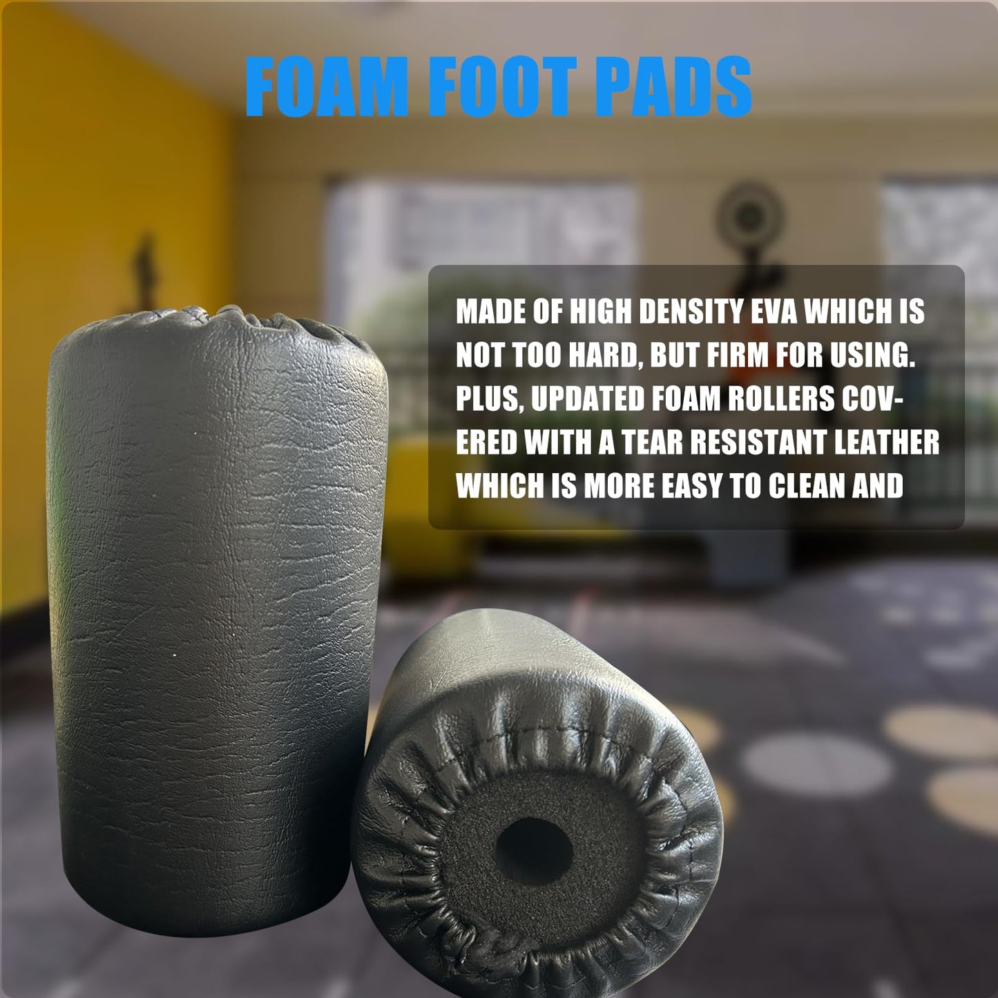 High Density Foam Roller, Replacement Foam Foot Pads for Home Gym Exercise Machines Equipments, Weight Bench Leg Extension Curl Attachment (Leather 7‘’)