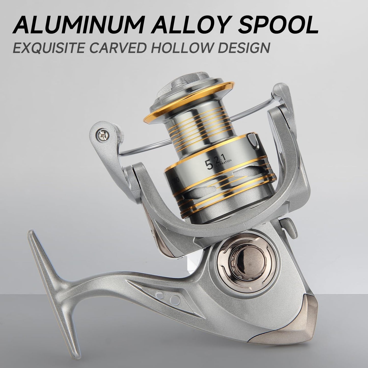 HAUT TON Spinning Reel 8000/9000/10000/12000/14000,6+1BB Metal Surf Fishing Reels,4.8:1 Gear Ratio 55lbs Drag Heavy Long Casting Inshore Saltwater Monster Fish (HT-NGK, 4000)