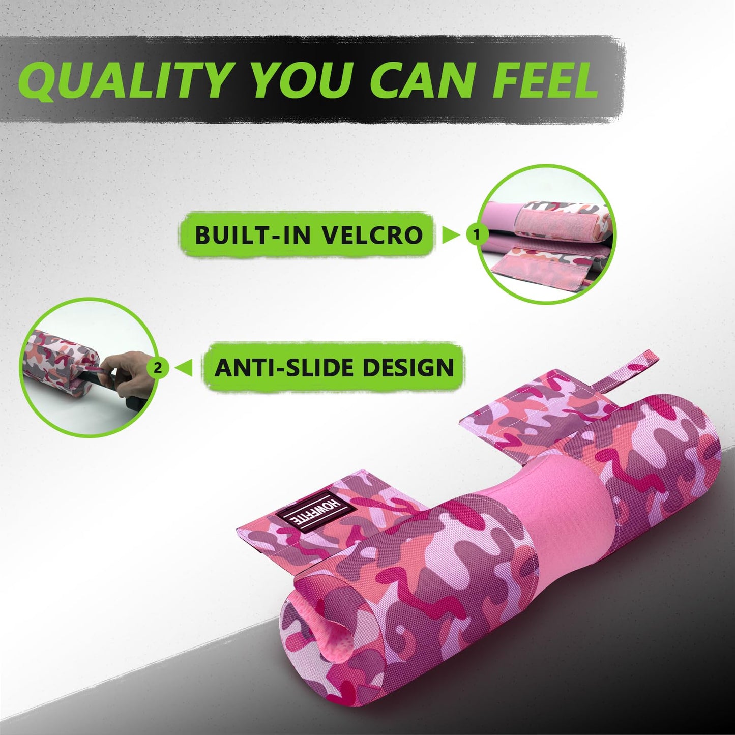 Squat Bar Pad Hip Thrust Cushion Pink Camo Style for Barbell Glute Bridge Weightlifting Fitness Provides Support to Neck and Shoulders While Exercise Gym Training Accessories