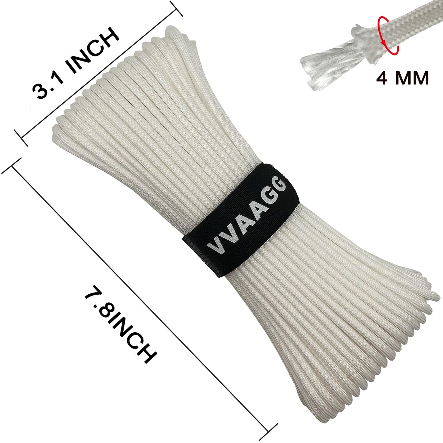 VVAAGG 550 Paracord Rope 100FT, 4mm Thin Tent Rope 550 Parachute Cord, Strong Long Nylon Rope, Outdoor Gear Camping Rope