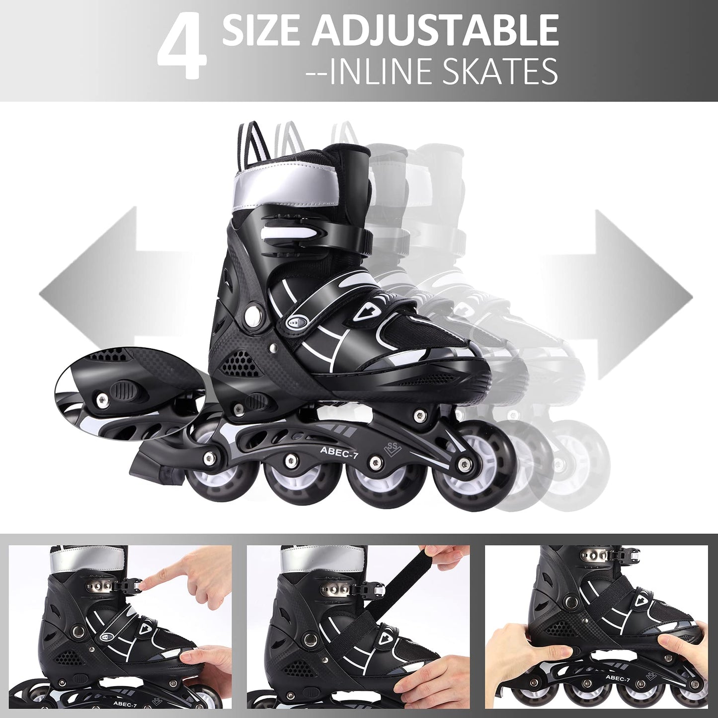 WeSkate Adjustable Inline Skates for Boys, Christmas Boys Gift with Kids Light Up Inline Skates for Children Toddlers