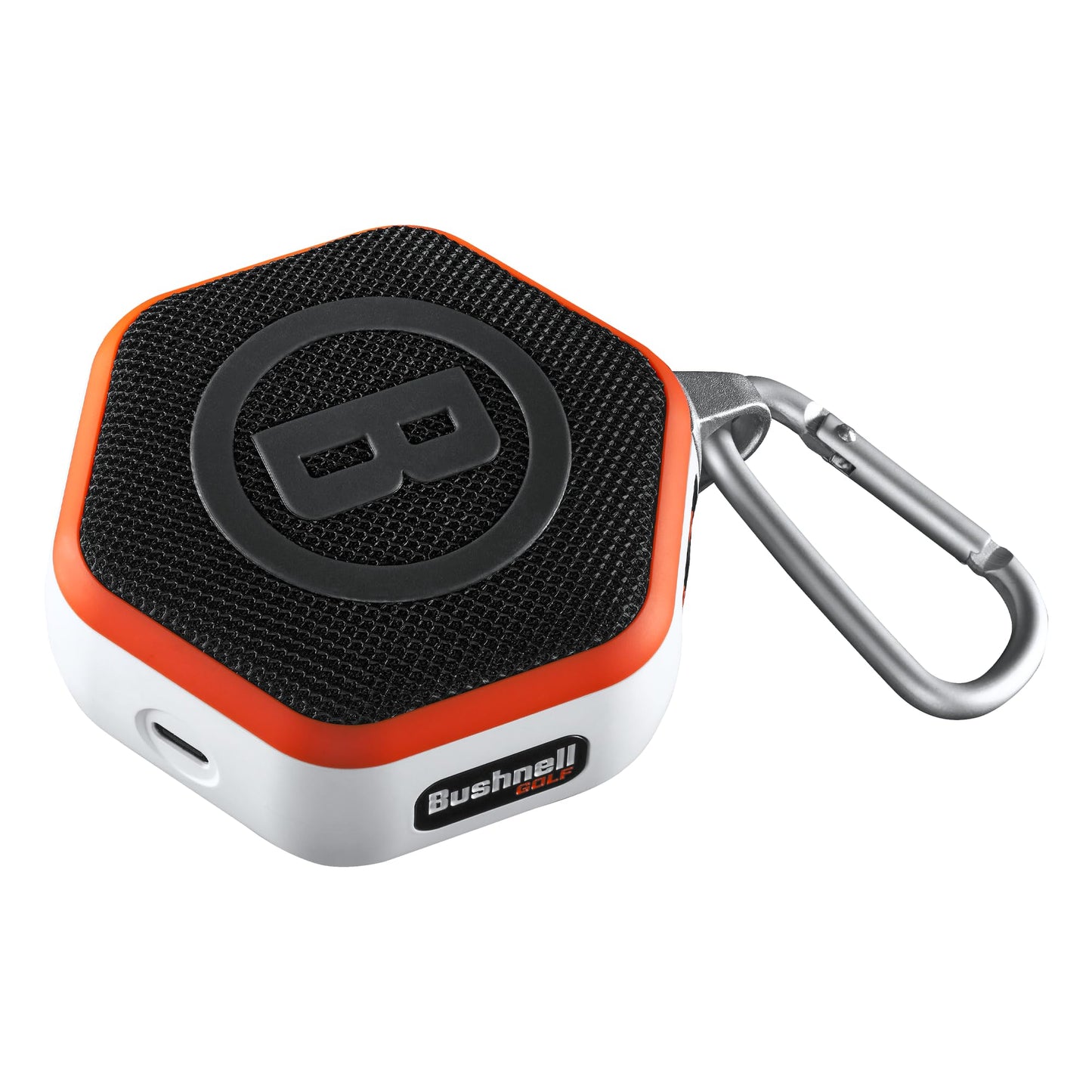 Bushnell Golf Wingman Mini GPS Speaker – Ultra Portable Bluetooth Golf Speaker with Audible Distances, Magnetic Cart Mount, Waterproof, 10Hr Battery & Carabiner, Orange