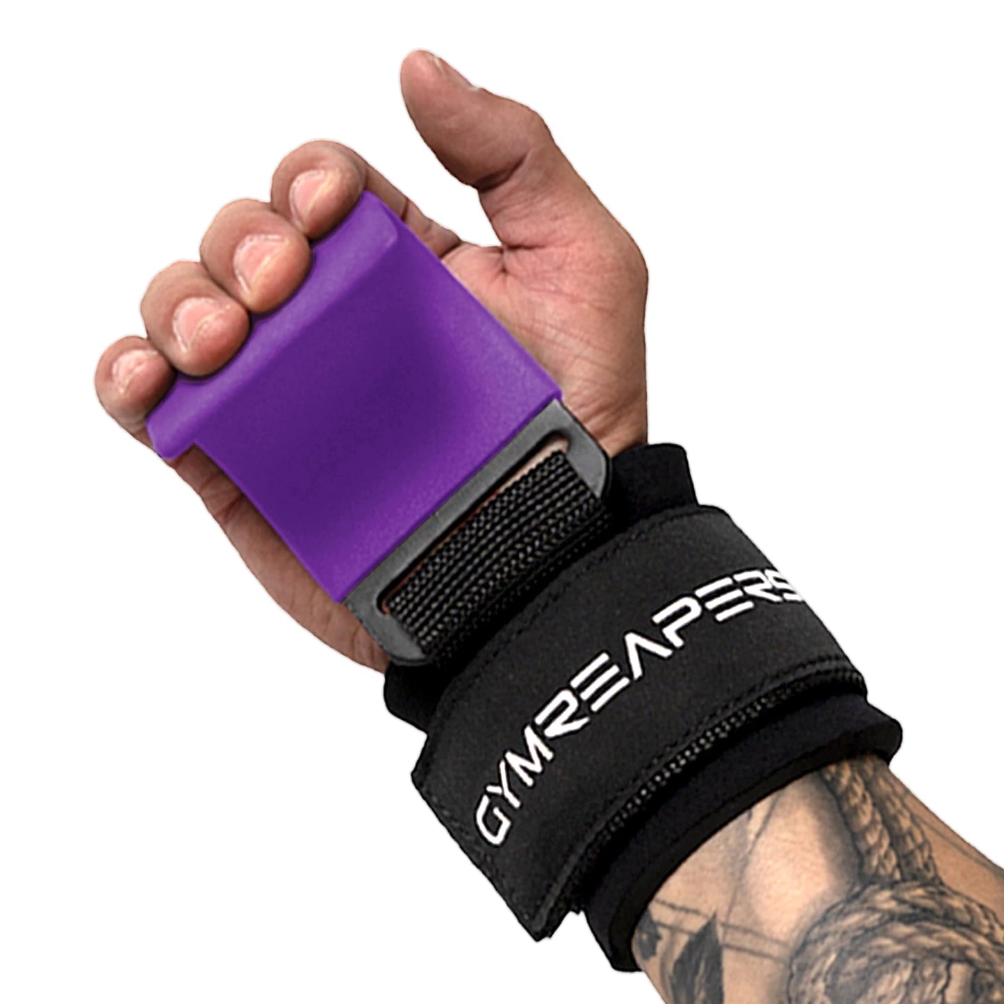 Gymreapers Weight Lifting Hooks (Pair), Heavy Duty Power Wrist Straps Hand Grip Support For Deadlifts, Pull Ups, Shrugs - Gym Gloves For Men and Women (Purple)