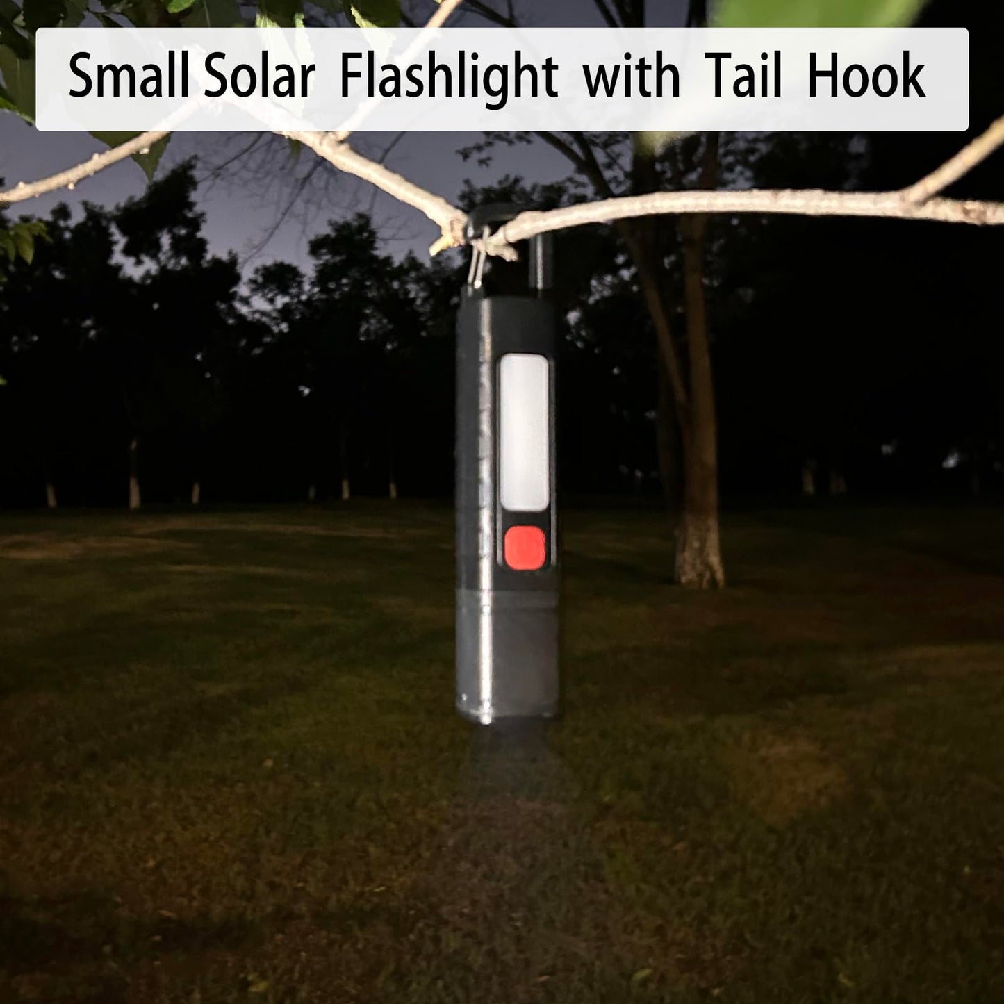 Hilngav 2 Pack Solar Flashlight, Rechargeable Zoomable LED Flashlight, High Lumens Solar Powered Flashlights with Tail Hook Rechargeable Handheld Flashlights for Home Emergency Camping Hiking