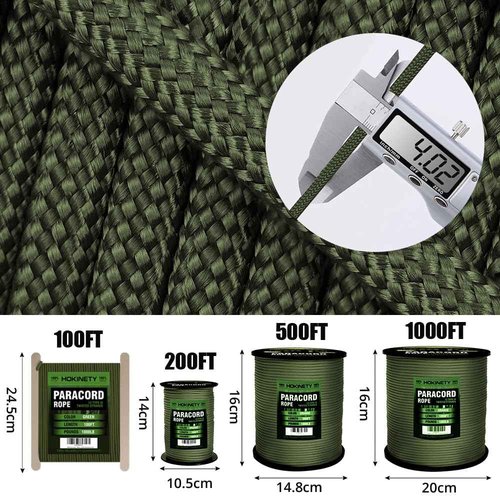 1000Ib Paracord Rope - 100ft / 200ft / 500ft / 1000ft 4mm,12 Strand Parachute Spool Cord para Cord Lanyard for Clothsline, Fishing, Bracelet - Black 1000FT