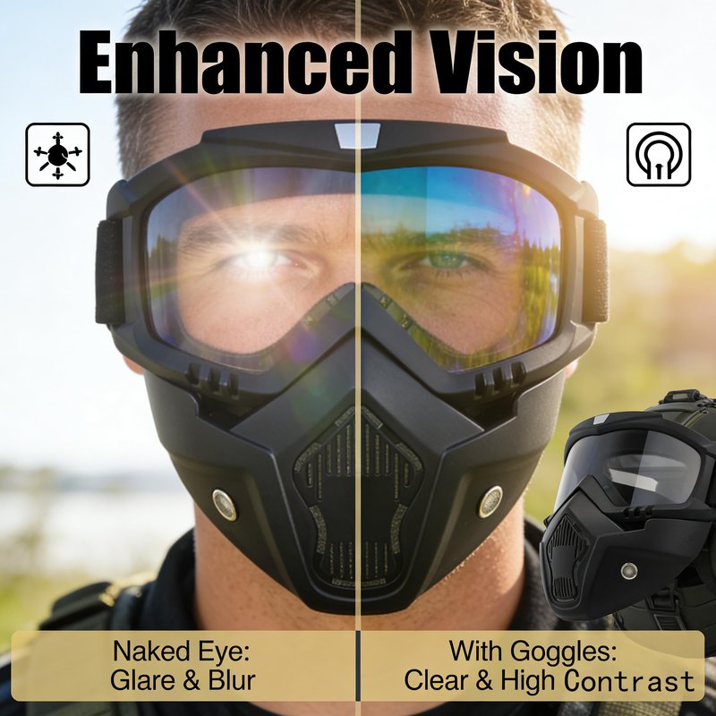 2 Pieces Paintball Mask Anti Fog,Airsoft Helmet and Mask Full Face,Tactical Mask for Men,Airsoft Goggles Ballistic Goggles Tactical Goggles,for Skiing Paintball Shooting Cycling Fishing