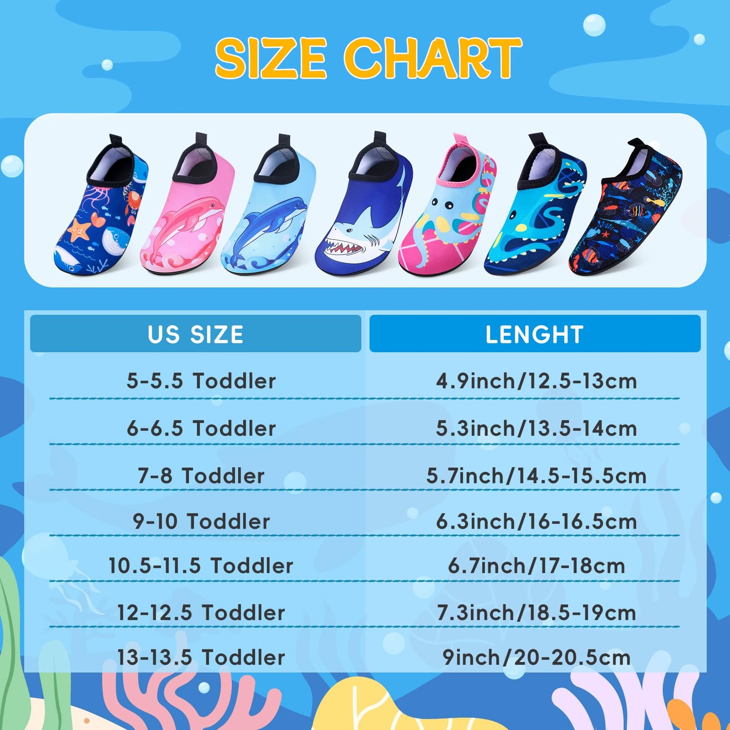 Kids Boys Girls Swim Water Shoes, Toddler Kids Swim Water Shoes Non-Slip Quick Dry Beach Shoes,Barefoot Sports Shoes Aqua Socks for Beach Outdoor Sports