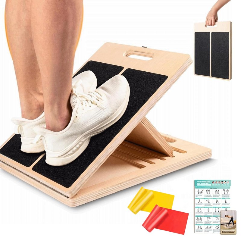 SSHAZ SPOT Professional Wooden Slant Board for Calf Stretching, Portable & 360° Balance Board, Adjustable 5–6 Angle Calf Stretcher with Carry Handle, Non-Slip 300LBS Physical Therapy Board for Knees