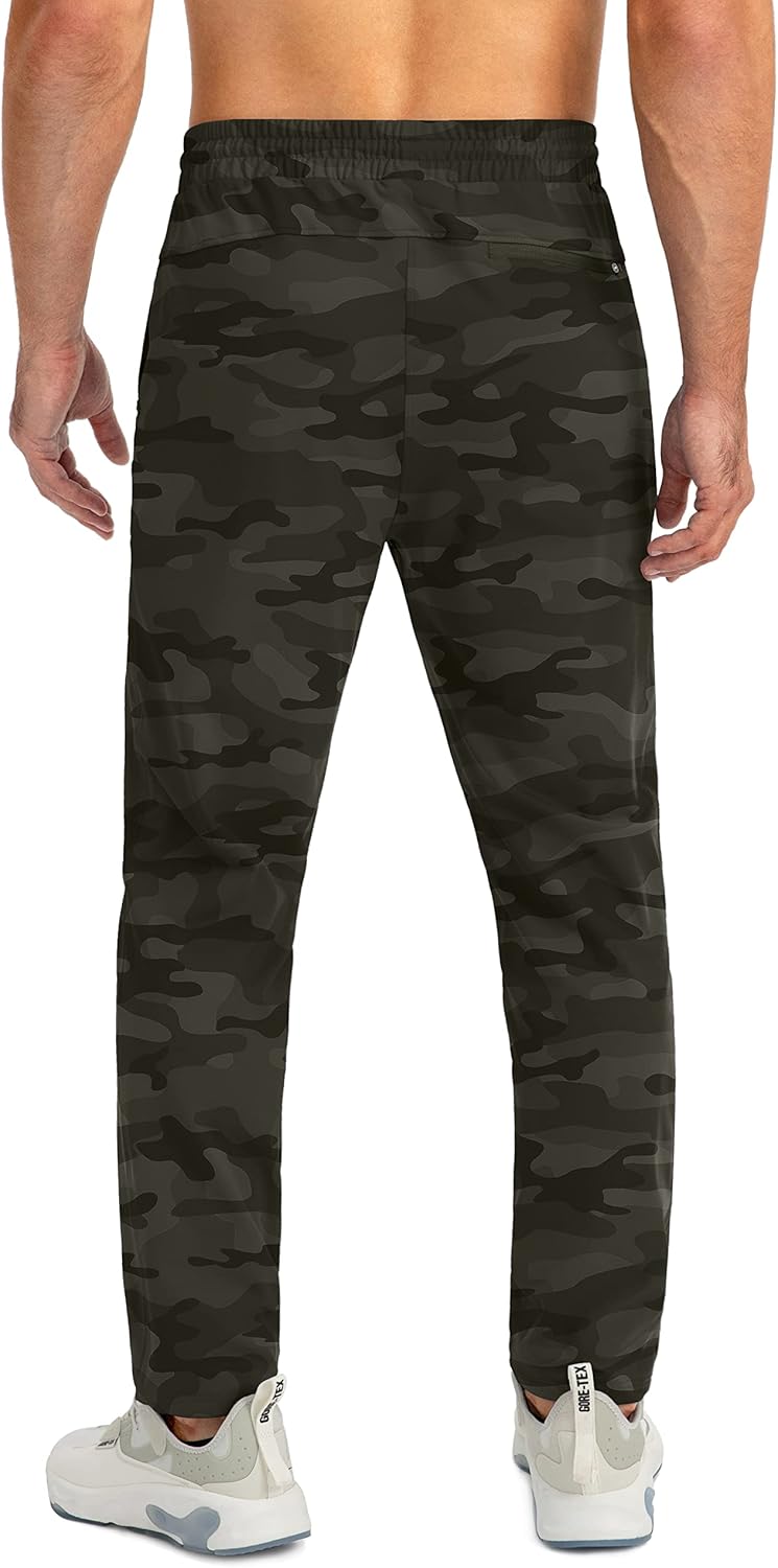 Men's Athletic Sweatpants with Zipper Pockets - Tapered Joggers for Workout, Jogging, Running