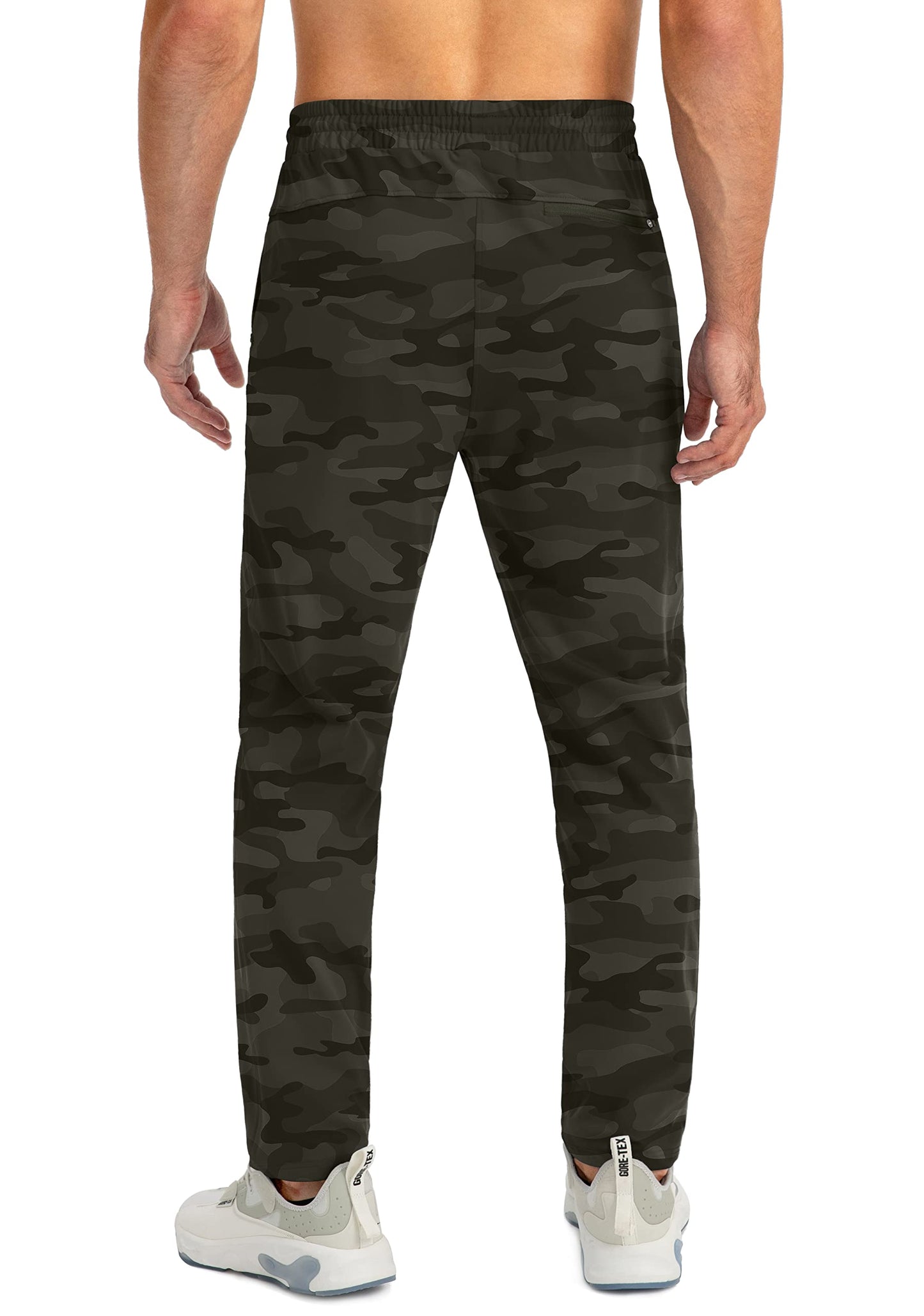 G Gradual Men's Sweatpants with Zipper Pockets Tapered Joggers for Men Athletic Pants for Workout, Jogging, Running (Green Camo, Large)