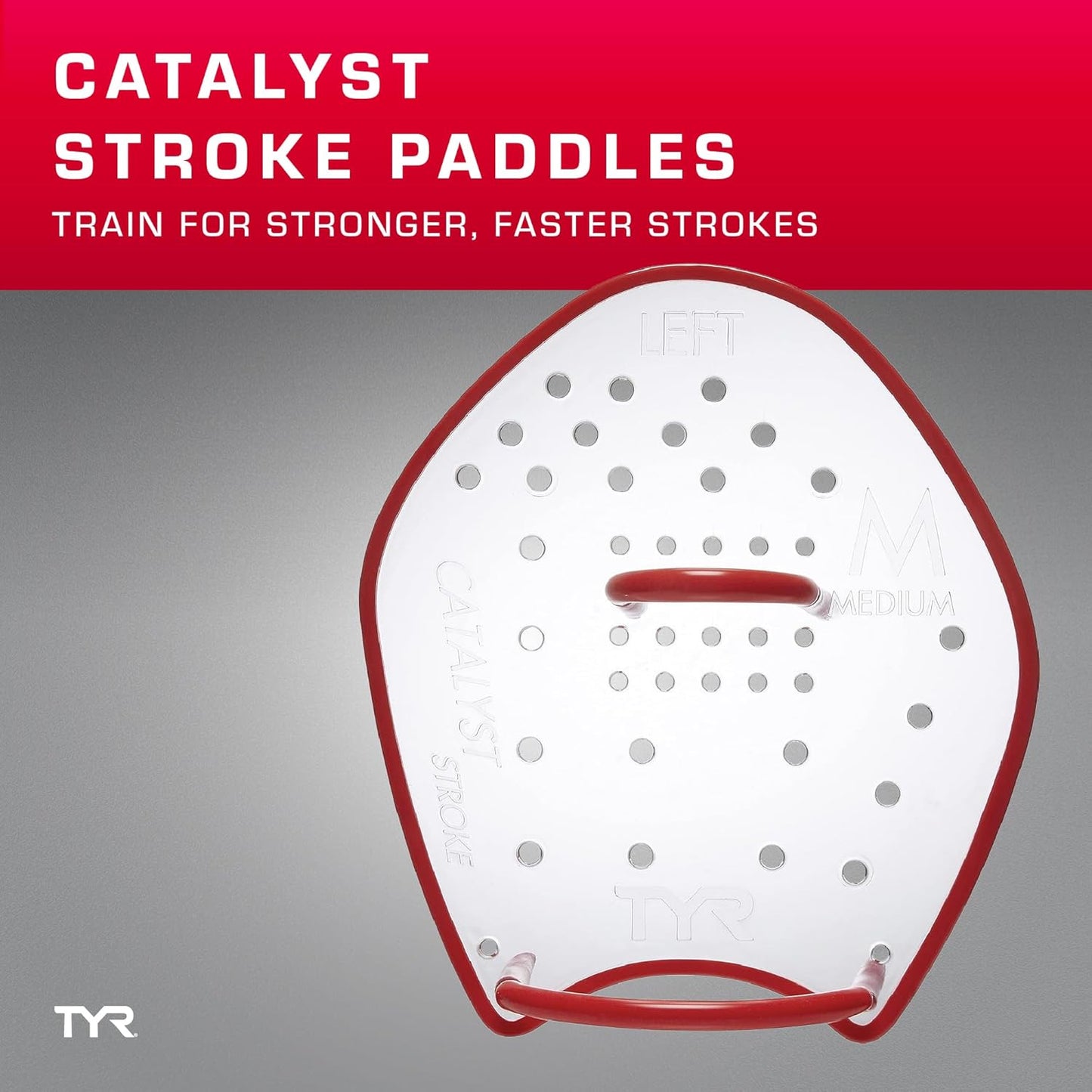 TYR Catalyst Stroke Swim Paddles - Durable Training Hand Fins for Strength & Technique | Adult Size