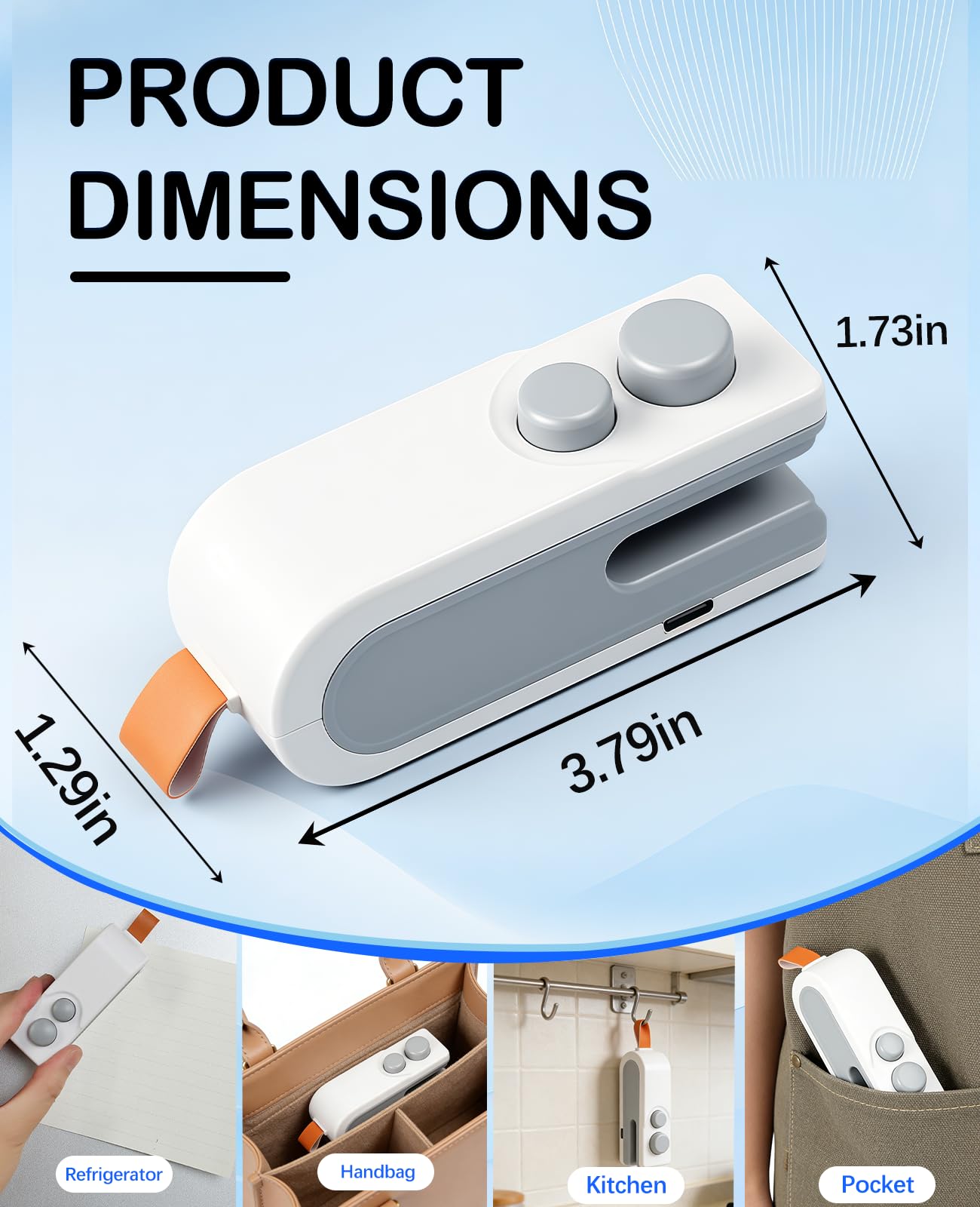 3-in-1 Mini Bag Sealer with Cutter and Magnet,Rechargeable Handheld Bag Sealer,Portable Heat Sealer for Heavy-Duty Plastic Snack & Chip Bags, Food Saver, Kitchen Storage