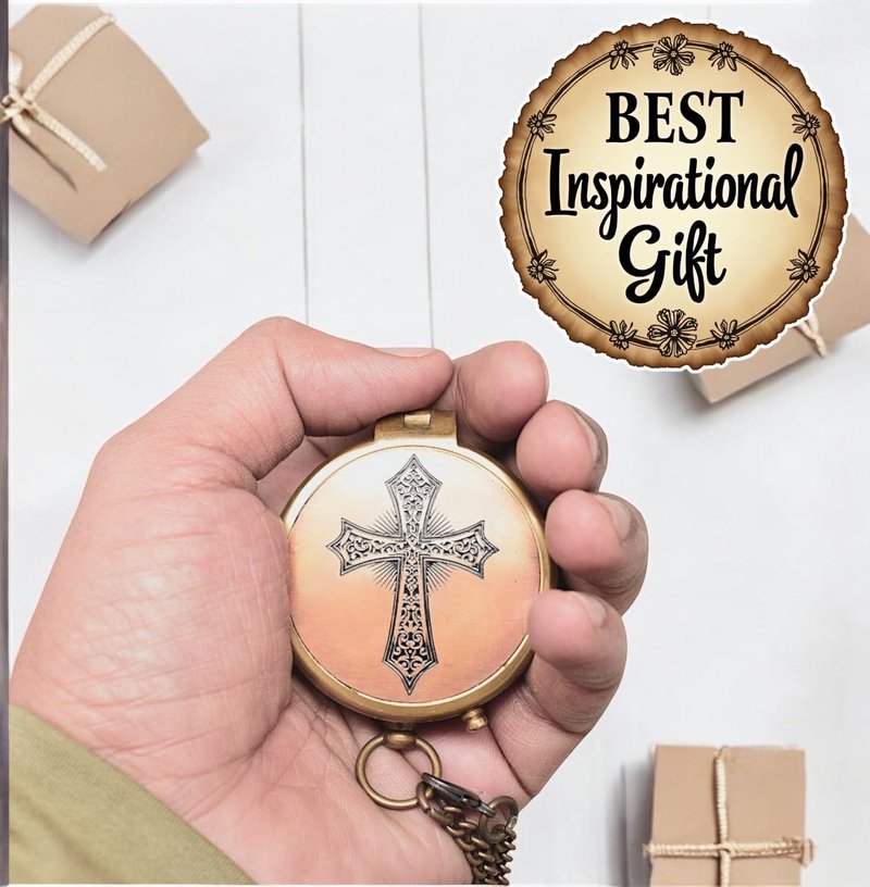Engraved Personalized Inscription Antique Brass Compass Engraved with Leather Case Son Mom Children Gift Baptism Birthday Easter Decor