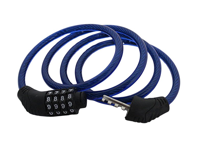 Bike Lock Cable 4 Ft Resettable Combination Bicycle Lock 10mm Steel for Bikes Scooters Gates Outdoor Use Blue