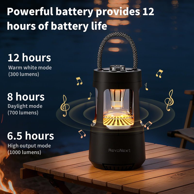 Camping Lantern Bluetooth Speaker, Outdoor Waterproof Wireless Speaker with Dual-Color Ambient Light, Bluetooth 5.3 Portable Speaker with TWS Stereo for Camping Patio Backyard