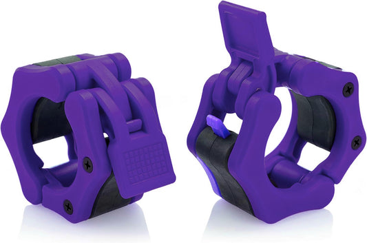 HACUBA FITNESS Olympic Barbell Clamps Collars Quick Release Pair Weight Clips for 2 inch Barbell PURPLE