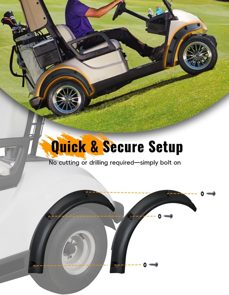 LUXEMOTO Golf Cart Fender Flares for Yamaha Drive2 G29 17-25, Combined Front & Rear Mud Guards Mud Flaps Only for Yamaha Drive2 G29 Standard and Unmodified Golf Carts Body 2017-2025 Accessories
