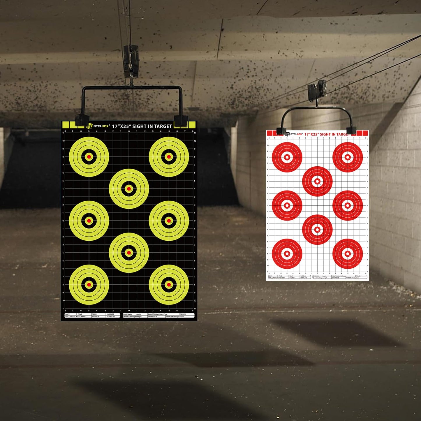 Atflbox Sight in Shooting Range Paper Target, 17X25 Inch Paper Red Bullseye Shooting Targets Suitable for Handgun, Rifle, Pellet Gun, Airgun, BB Guns, Airsoft (25 Pack)
