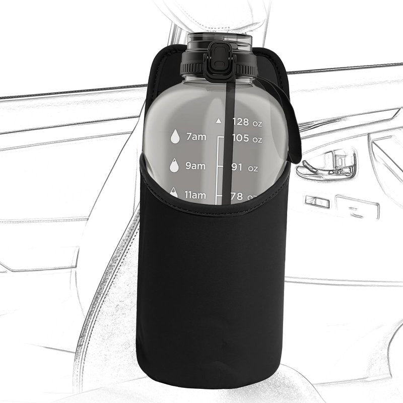 Linkidea Extra Large Car Seat Side Water Bottle Holder Compatible with EYQ 128oz, Hydracy Sport Bottle 78oz, Auto Seat Large Cup Hanging Bag with Mesh Pocket, Black