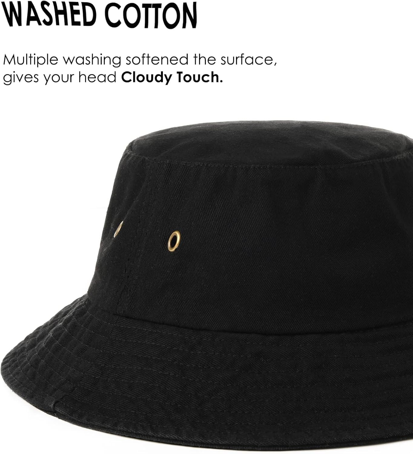 Bucket Hats for Women - Washed Cotton Packable Summer Beach Hat with Adjustable Strings | Travel Essential